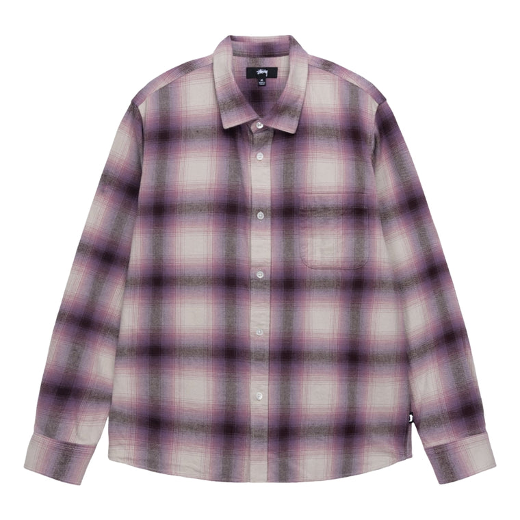 CONSIGNMENT- STUSSY BAY PLAID SHIRT-BERRY